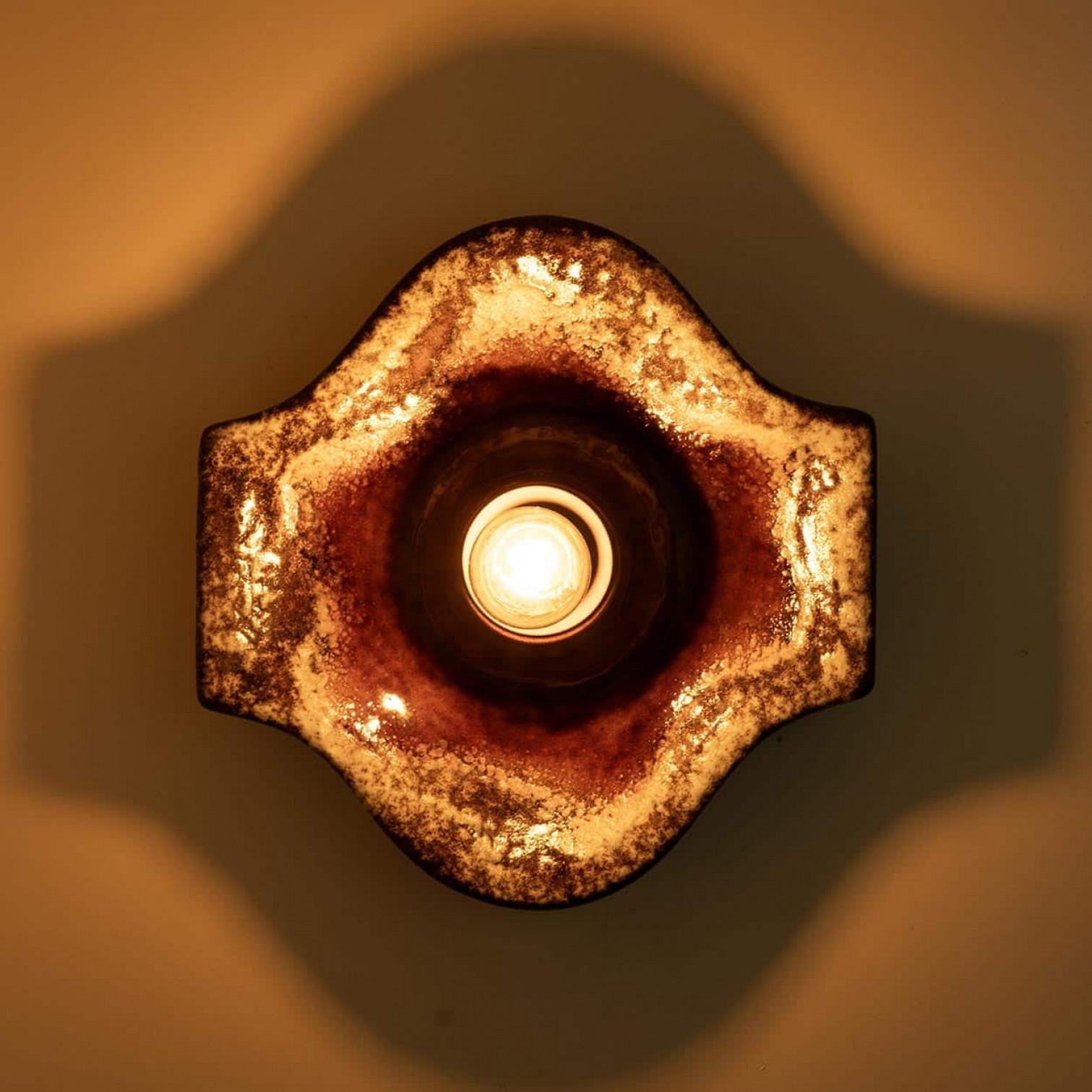 Ensemble de 2 appliques en céramique Fat Lava Style, 1970 en vente 1