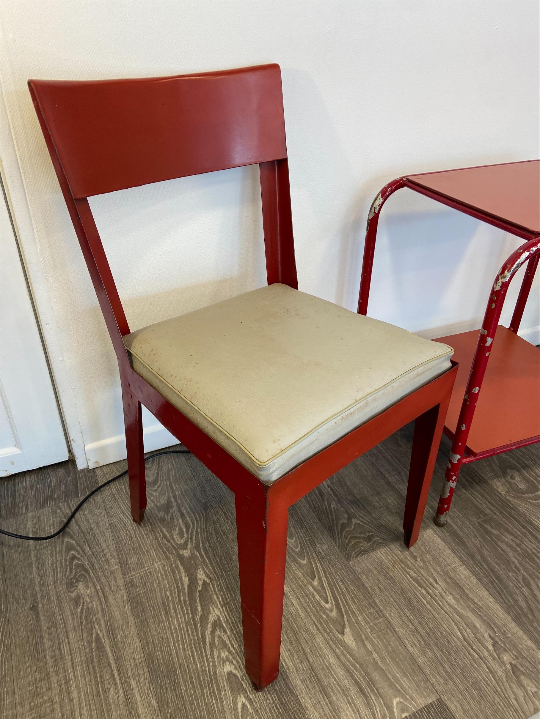 Other Set of 2 Chairs and 1 Pedestal Table, Jean Prouvé, circa 1935