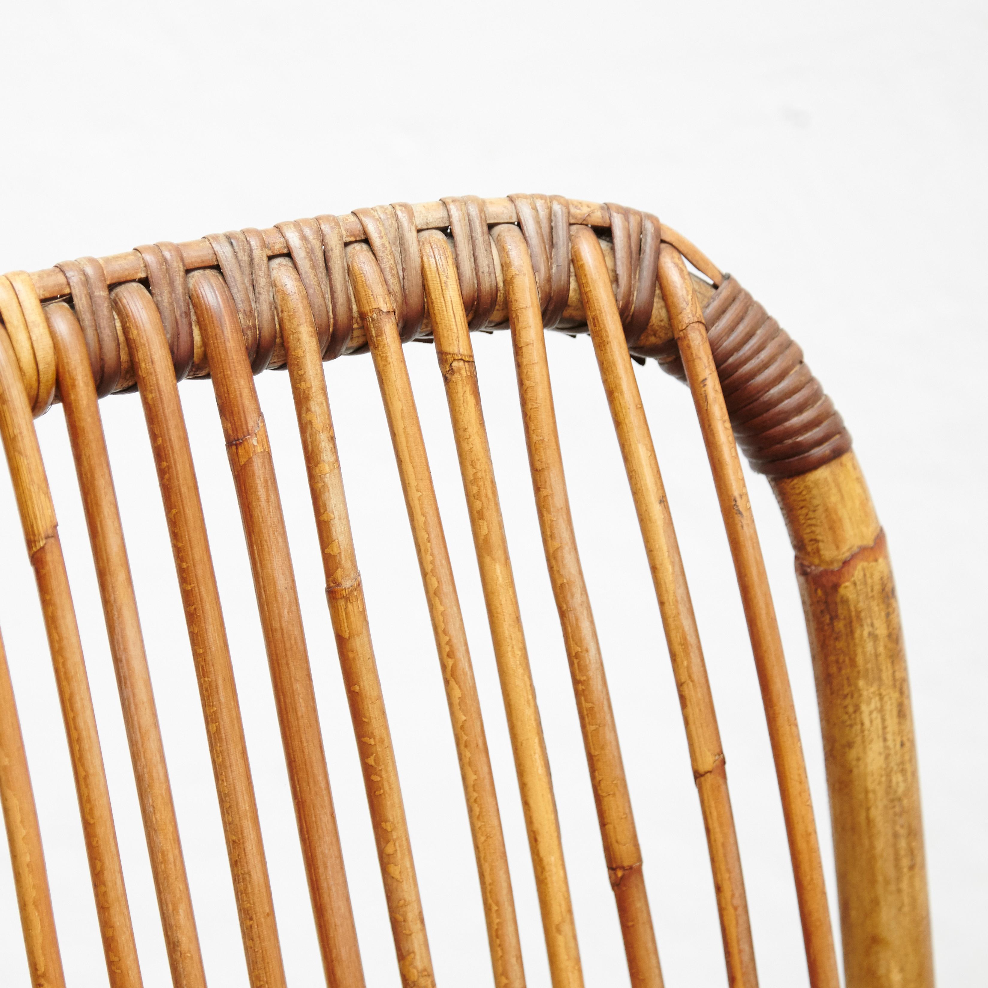 Set of 2 Chairs and 2 Bamboo Stools, circa 1960 7