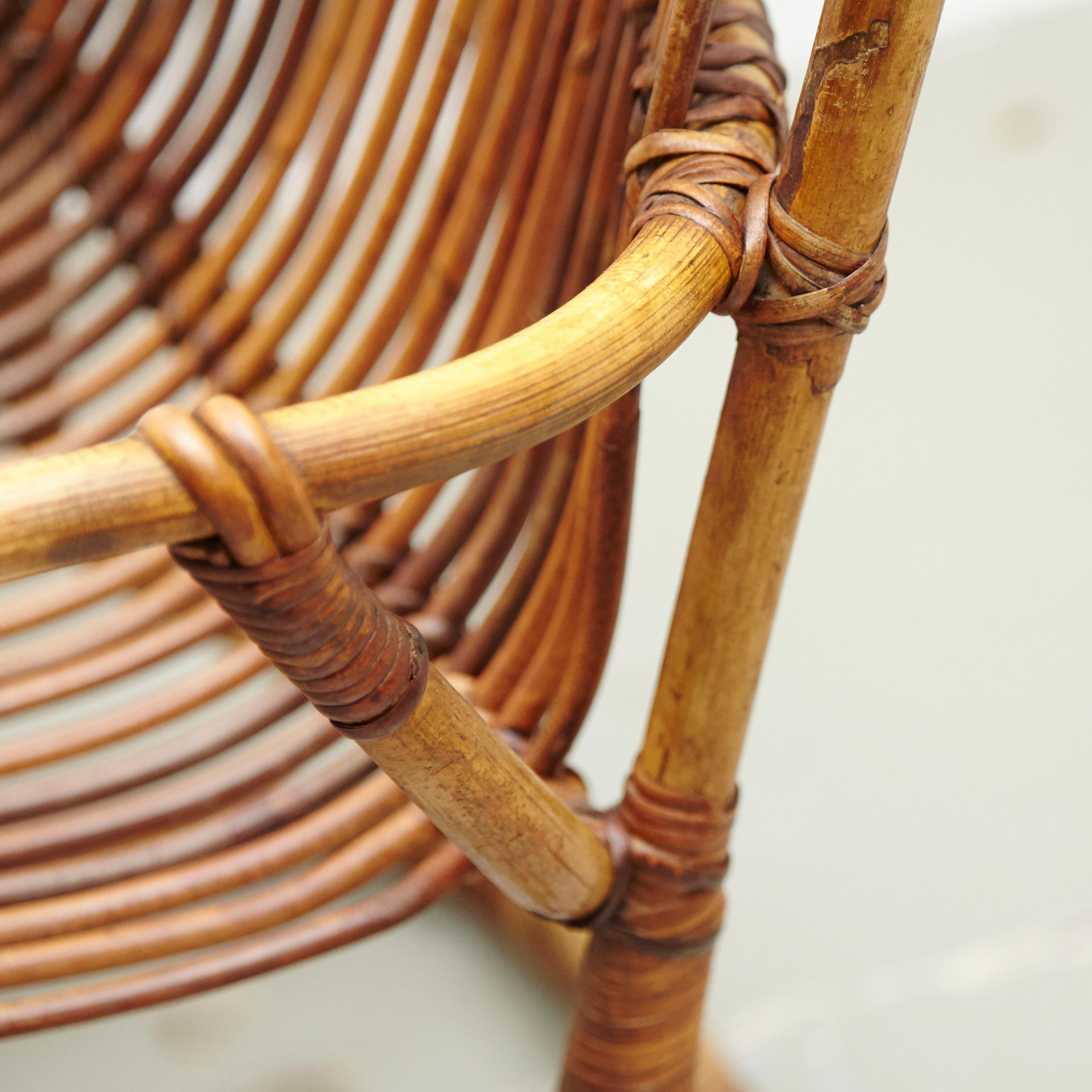 Set of 2 Chairs and 2 Bamboo Stools, circa 1960 3