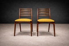 Set of 2 Chairs in Hardwood & Yellow Linen Canvas, Carlo Hauner, 1950s