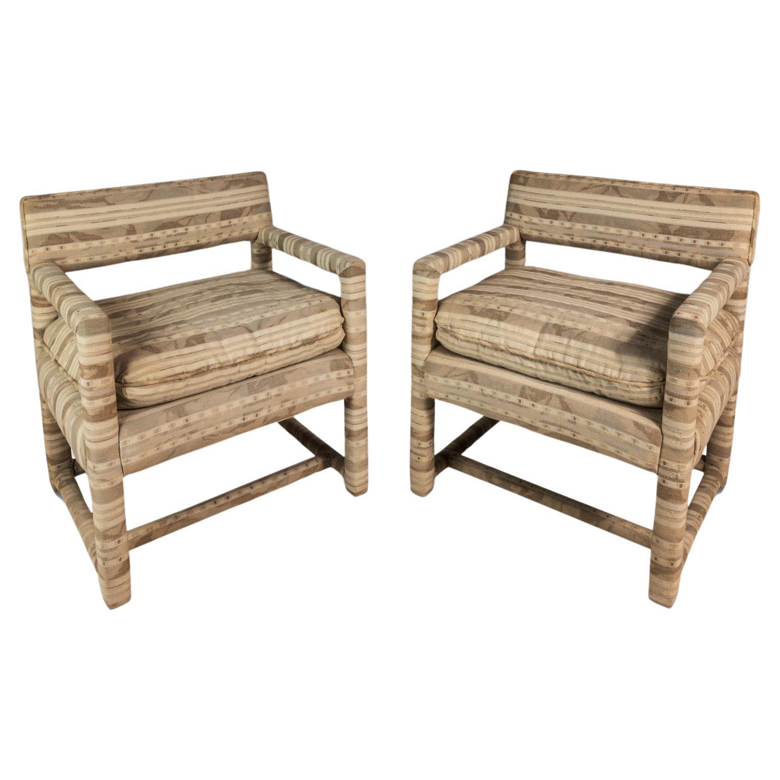 Set of 2 Chairs in Original Fabric Attributed to Milo Baughman, USA, c. 1960s For Sale