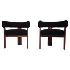 Set of 2 Chairs in teak and black boucle by Ettore Sottsass for Poltronova, 1960