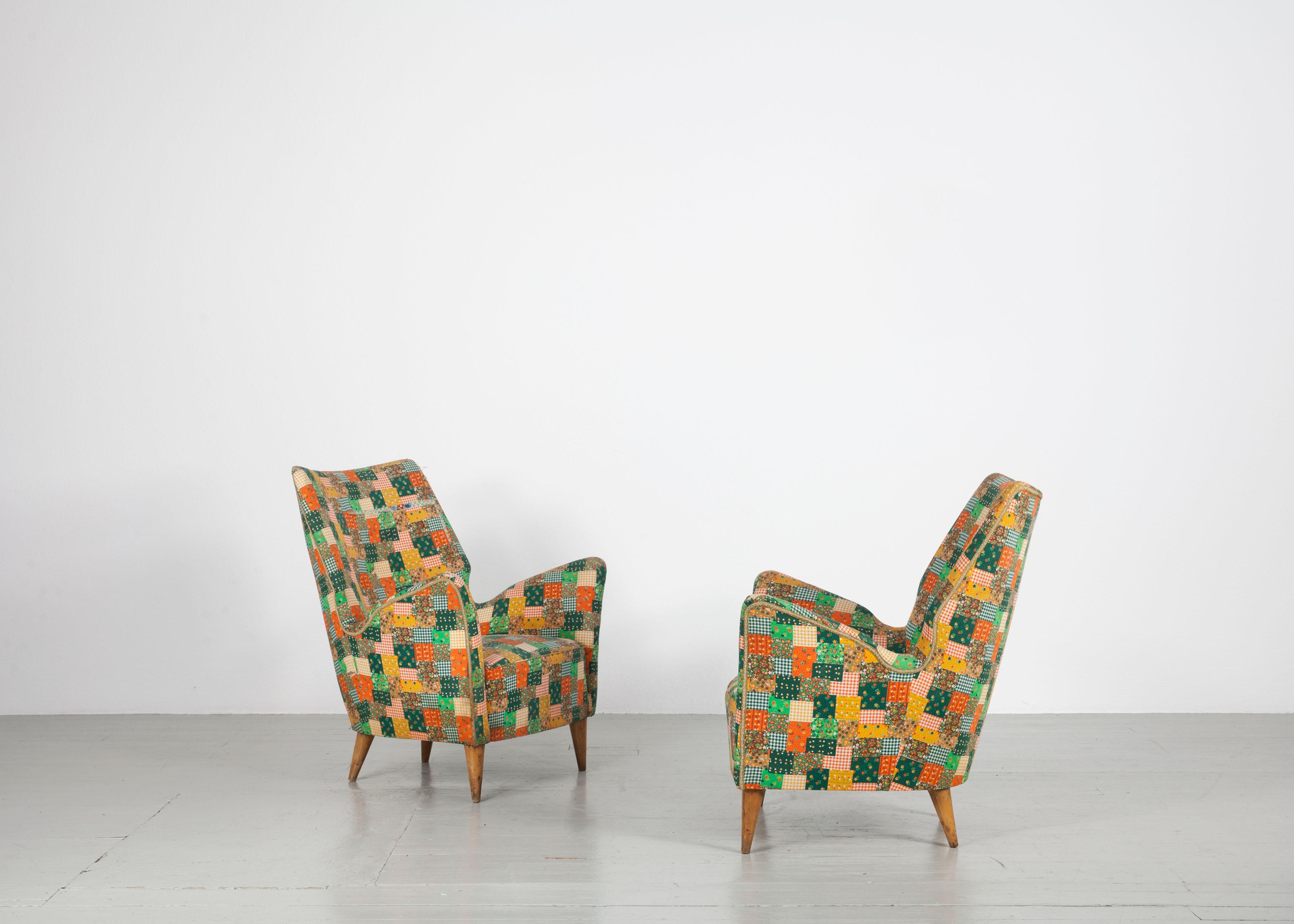 Mid-20th Century Set of 2 Chairs, I.S.A. Bergamo, 1950s For Sale