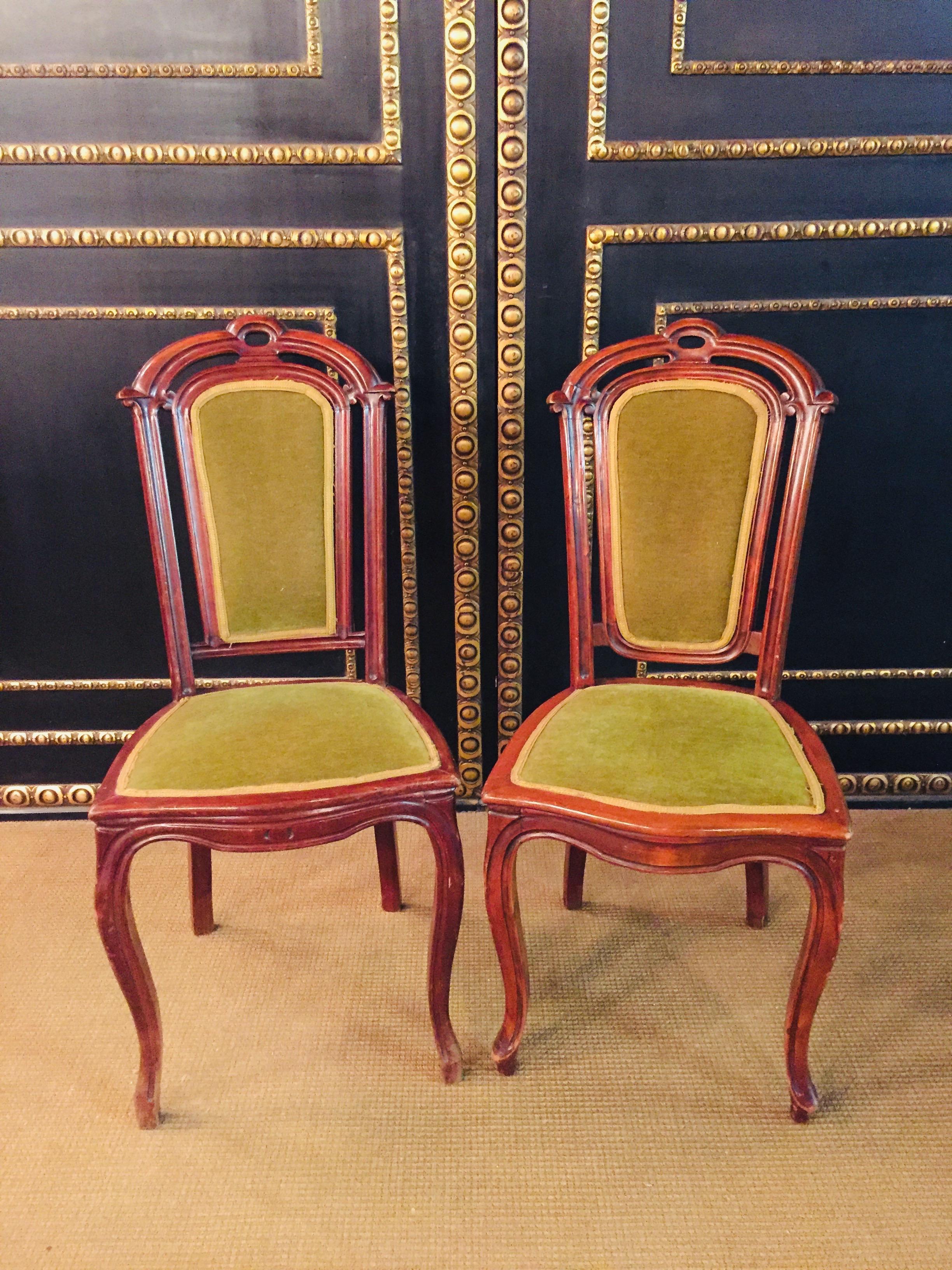 Set of 2 Chairs Mahogany antique Late Biedermeier circa 1860 For Sale 6
