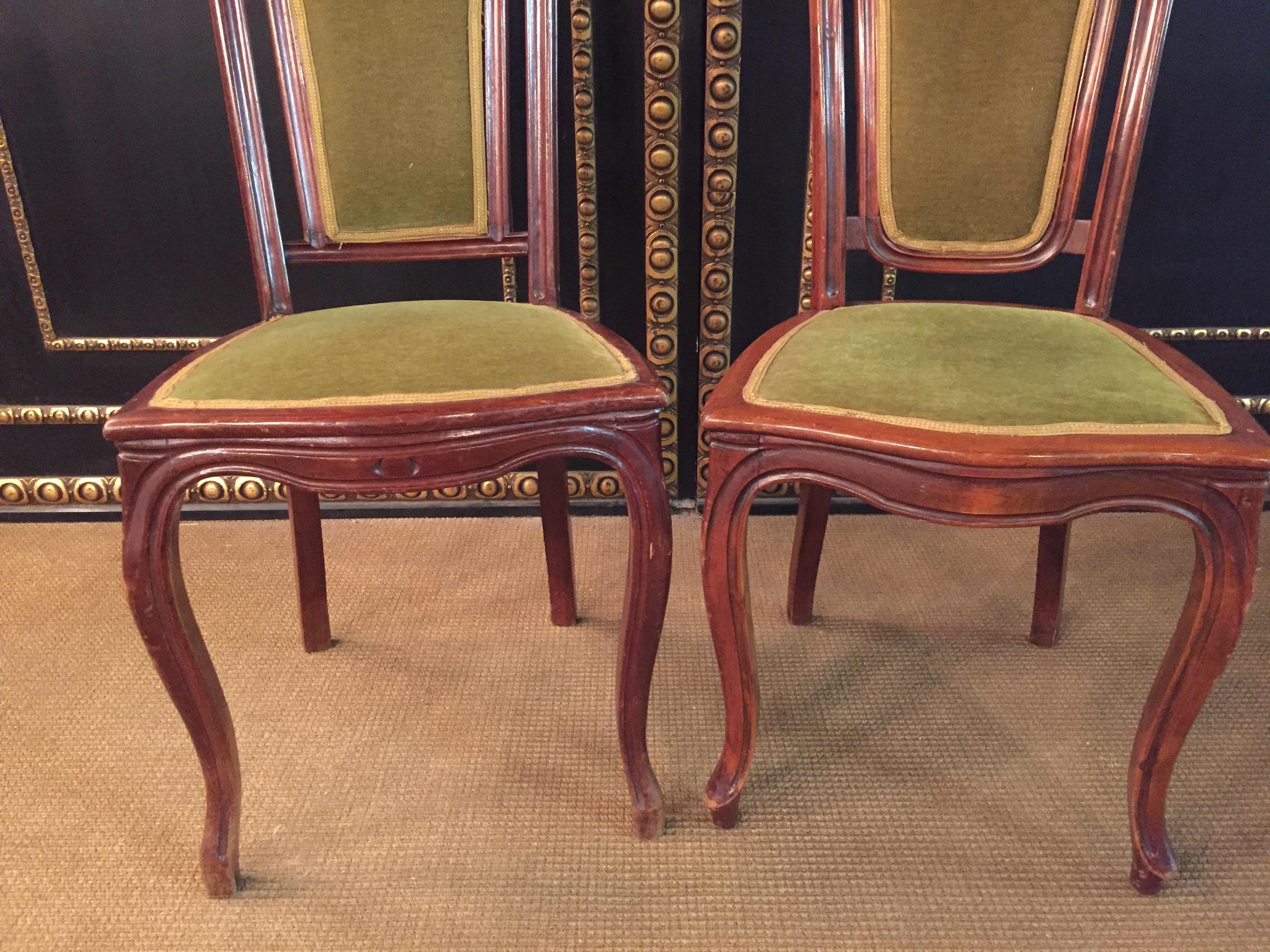 Woodwork Set of 2 Chairs Mahogany antique Late Biedermeier circa 1860 For Sale