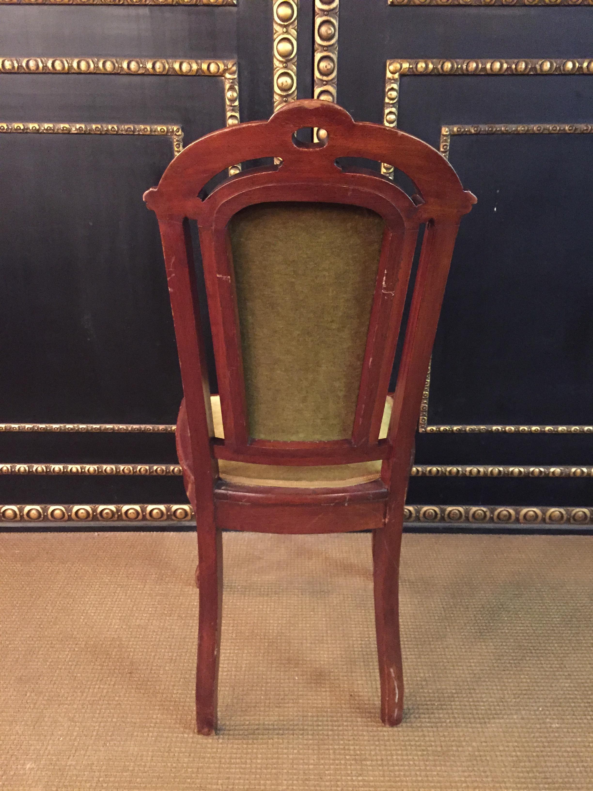 Set of two Chairs Mahogany antique Late Biedermeier circa 1860 woodwork For Sale 5