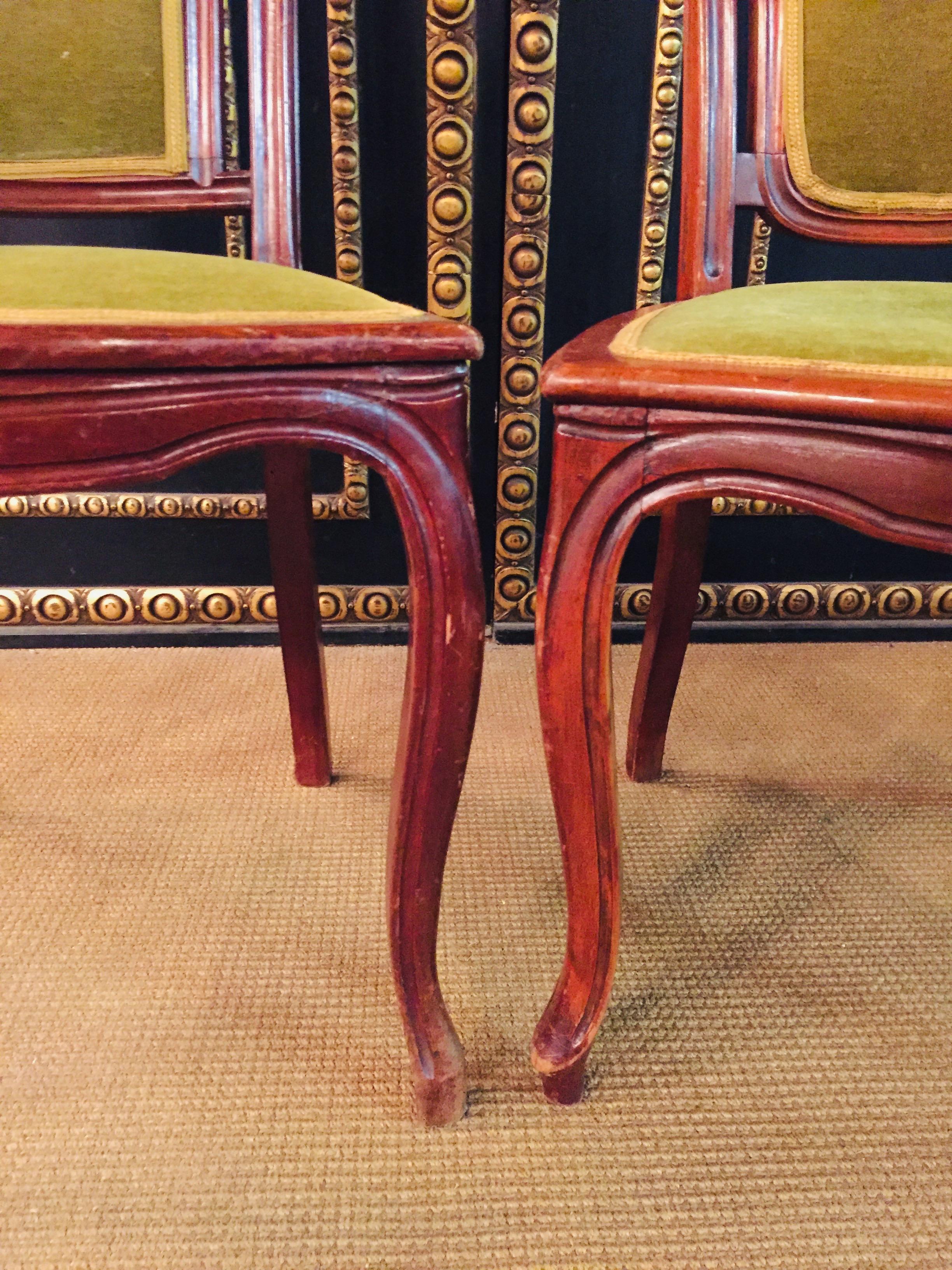 Set of two Chairs Mahogany antique Late Biedermeier circa 1860 woodwork For Sale 8