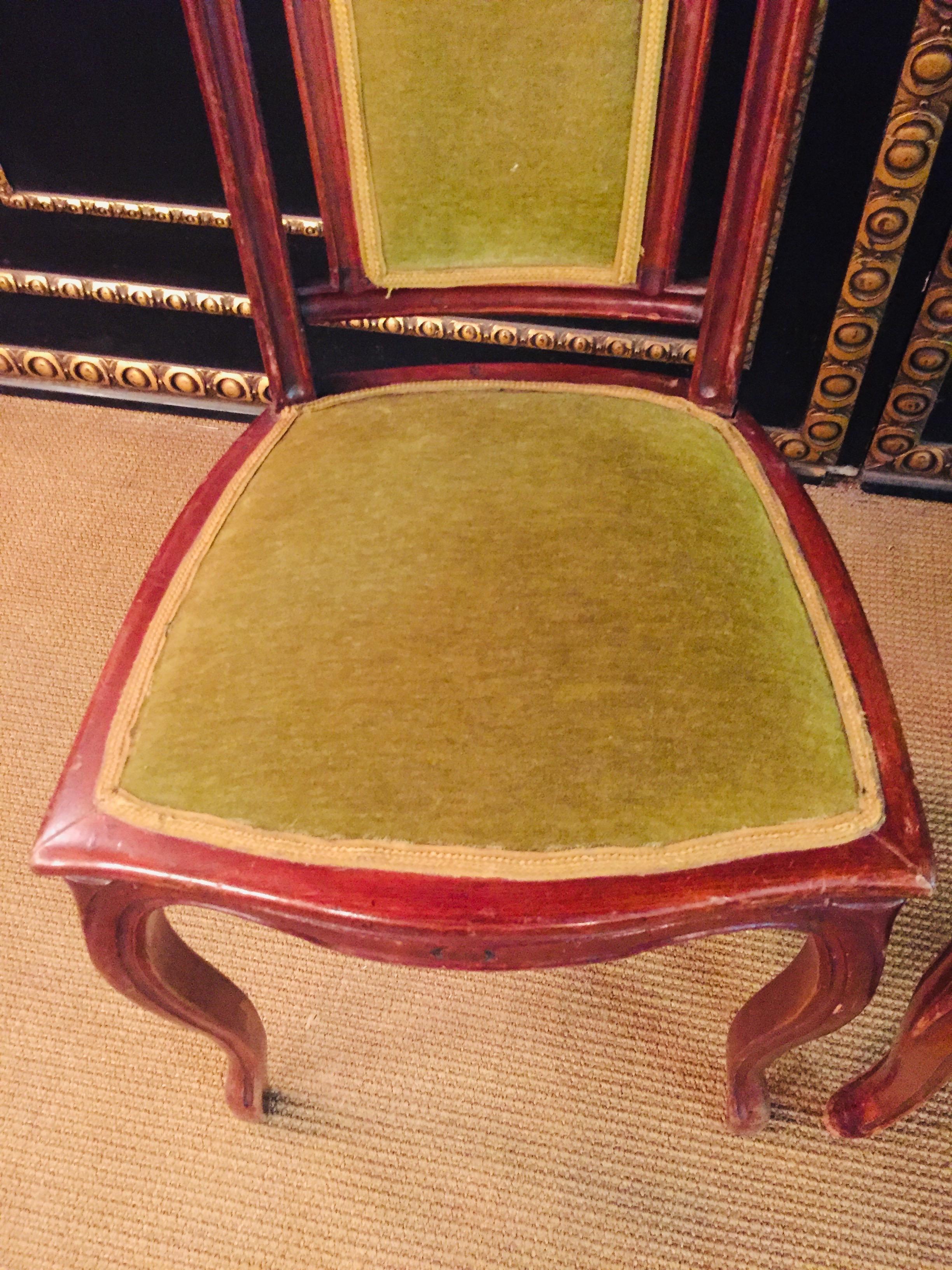 Set of two Chairs Mahogany antique Late Biedermeier circa 1860 woodwork For Sale 11