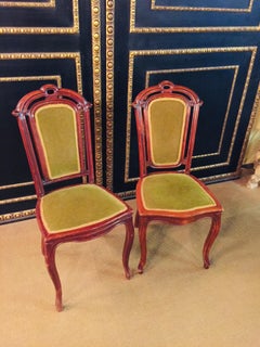 Set of two Chairs Mahogany antique Late Biedermeier circa 1860 woodwork