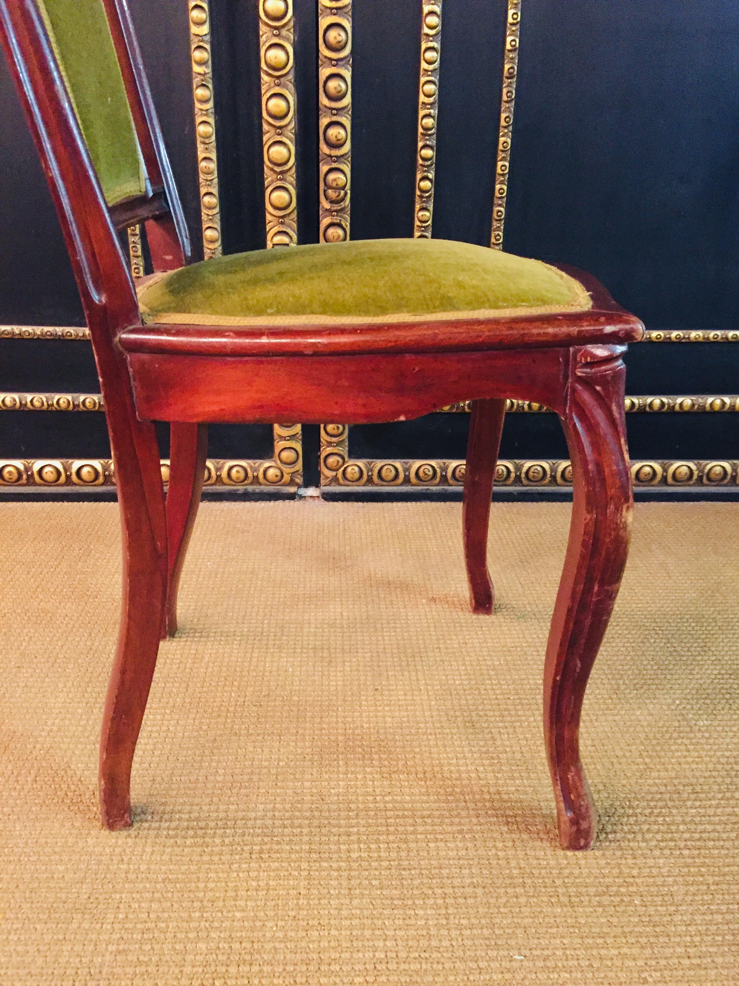 Set of two Chairs Mahogany antique Late Biedermeier circa 1860 woodwork For Sale 14