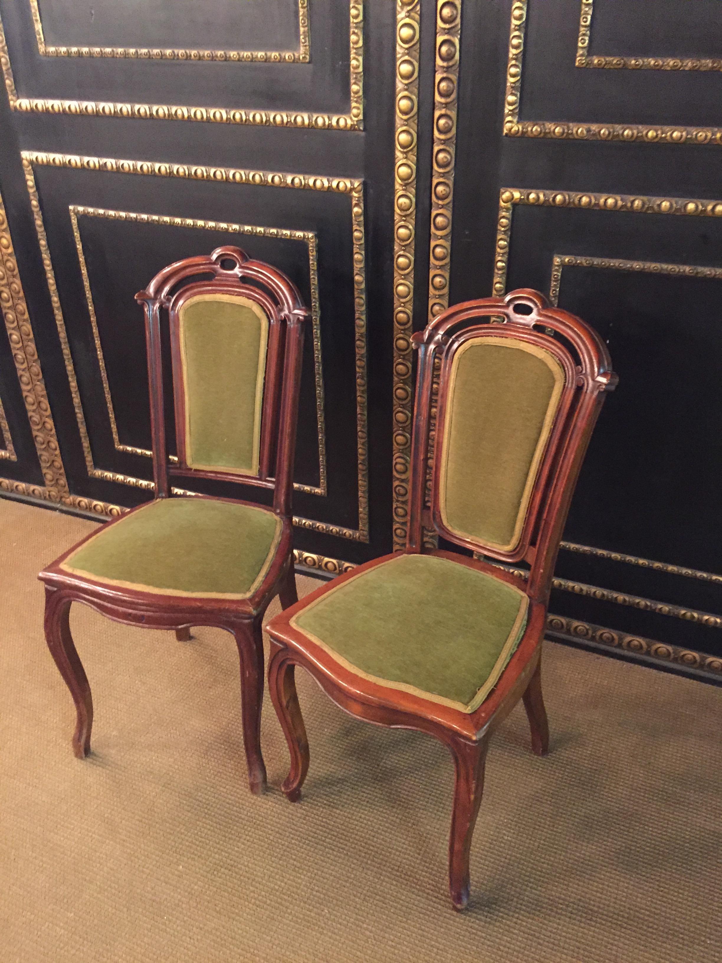 German Set of two Chairs Mahogany antique Late Biedermeier circa 1860 woodwork For Sale