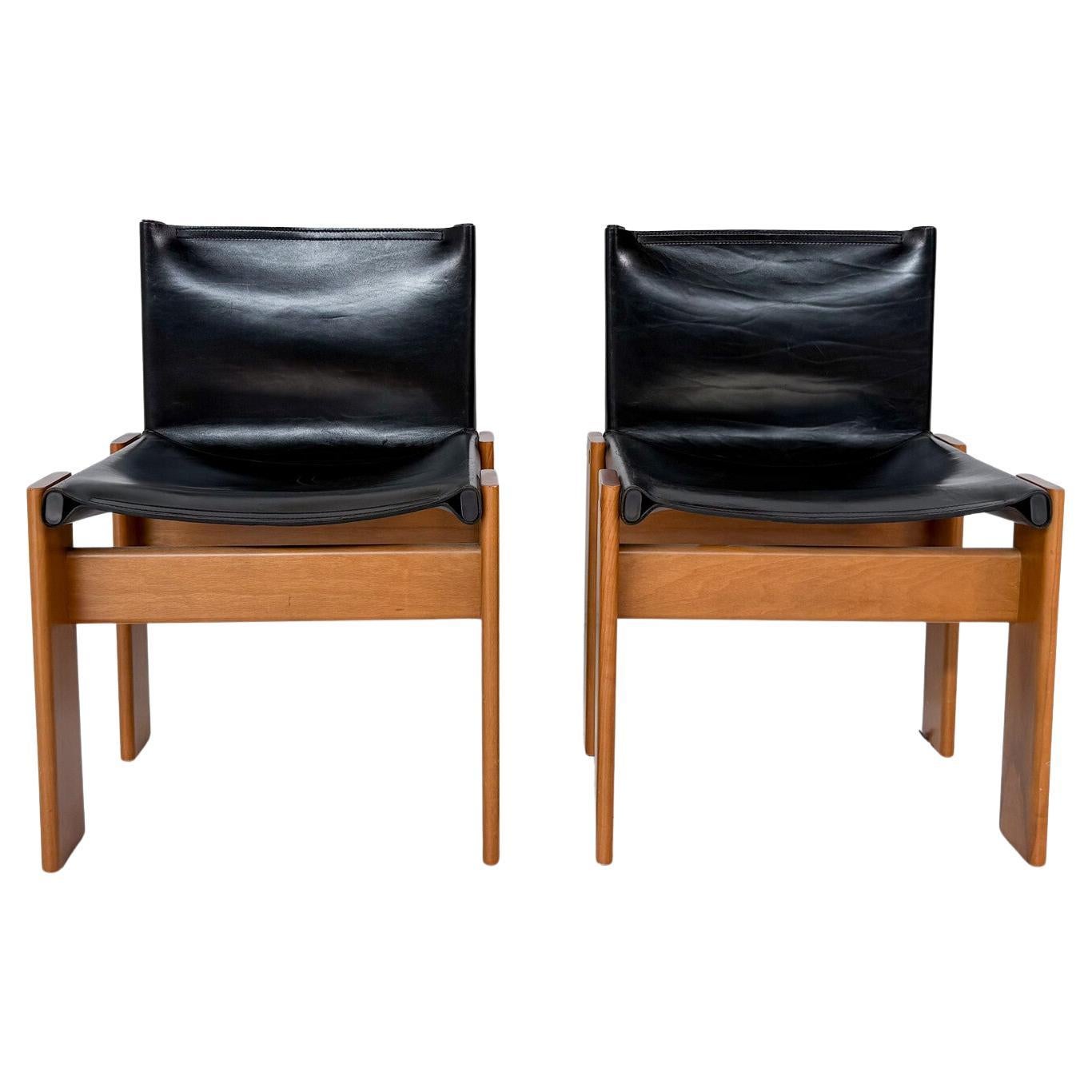 Set of 2 Chairs Model "Monk" by Afra and Tobia Scarpa for Molteni, Italy, 1970s For Sale