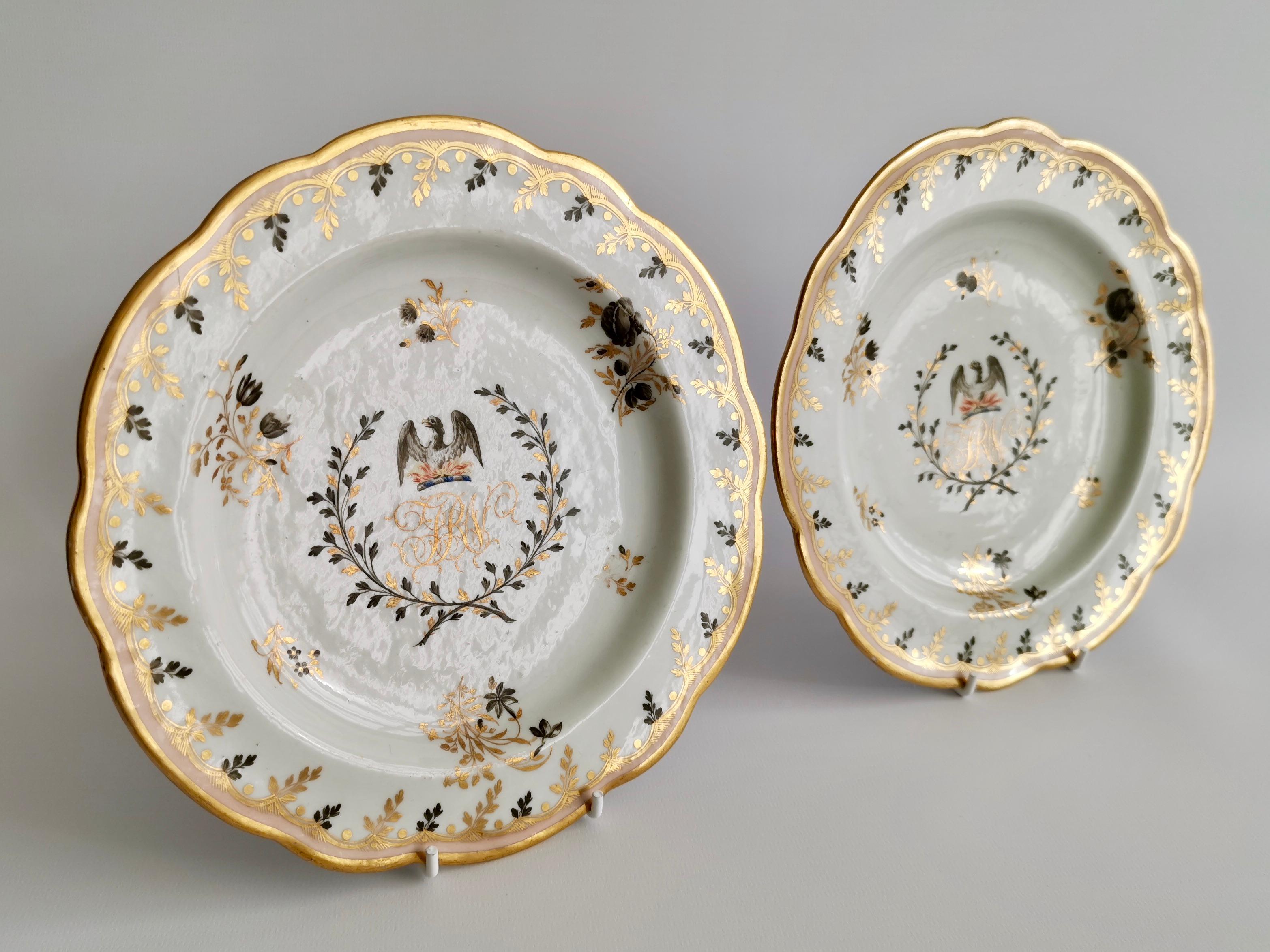 Set of 2 Chamberlain Worcester Plates, Armorial Phoenix, George III, 1794-1811 5