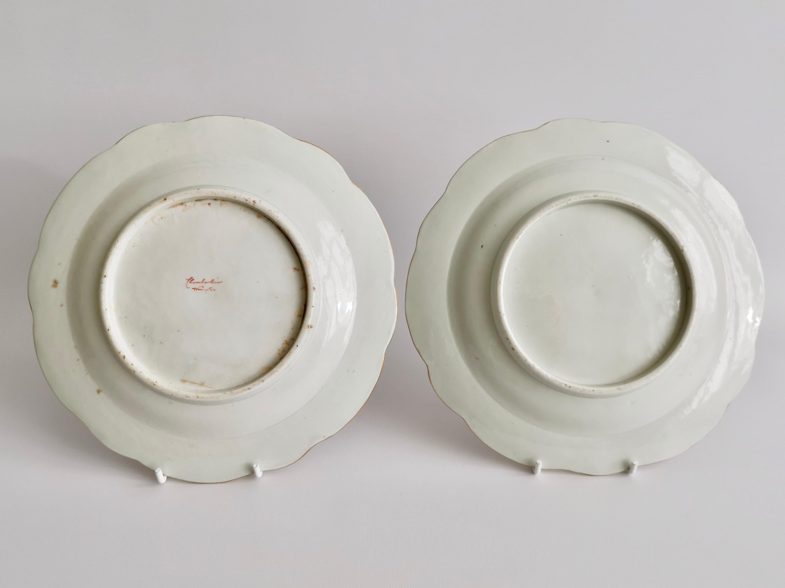 Set of 2 Chamberlain Worcester Plates, Armorial Phoenix, George III, 1794-1811 6