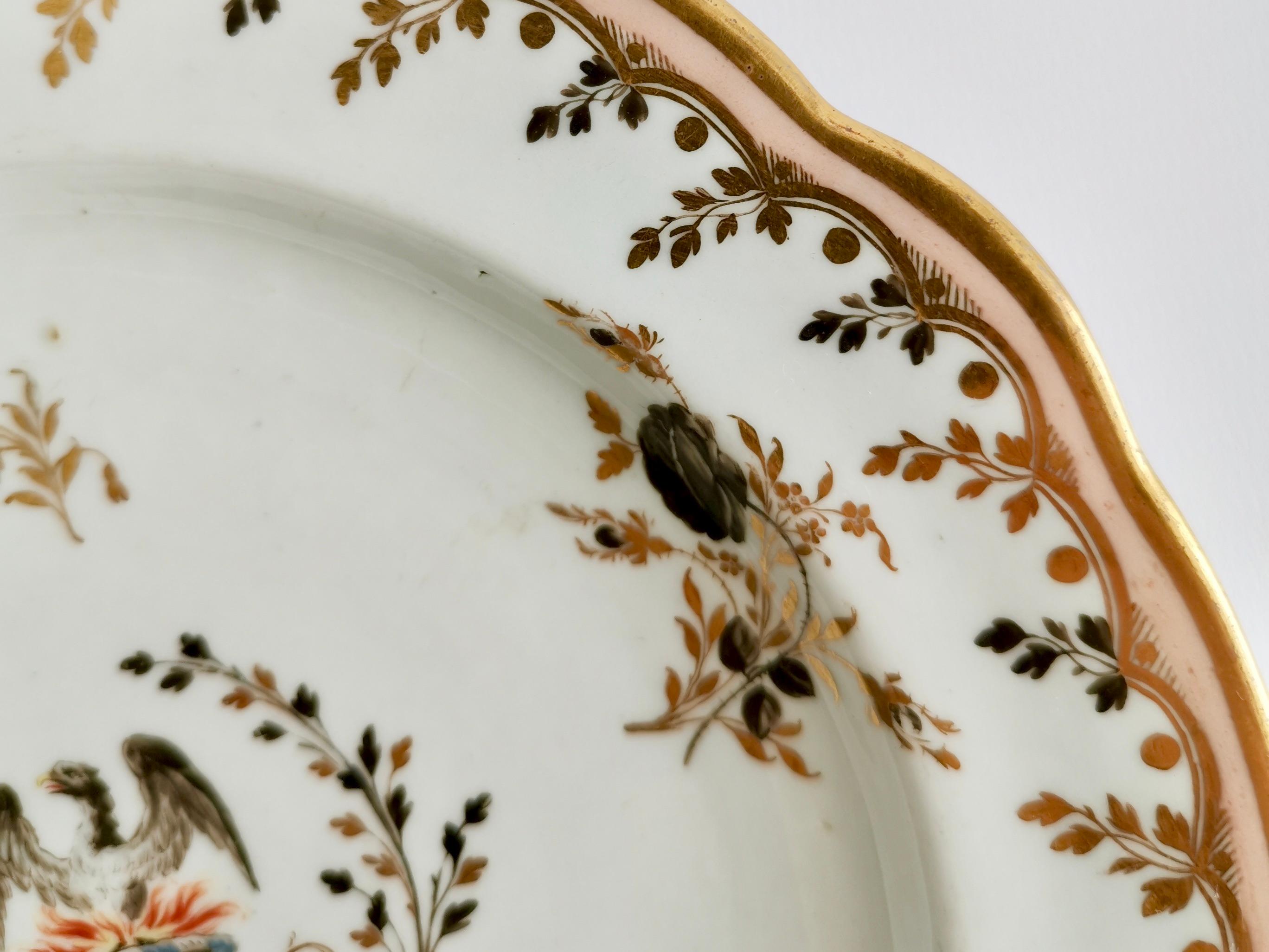 Porcelain Set of 2 Chamberlain Worcester Plates, Armorial Phoenix, George III, 1794-1811