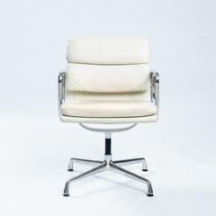 Charles & Ray Eames EA208 softpad chairs, white leather, Vitra 1990s