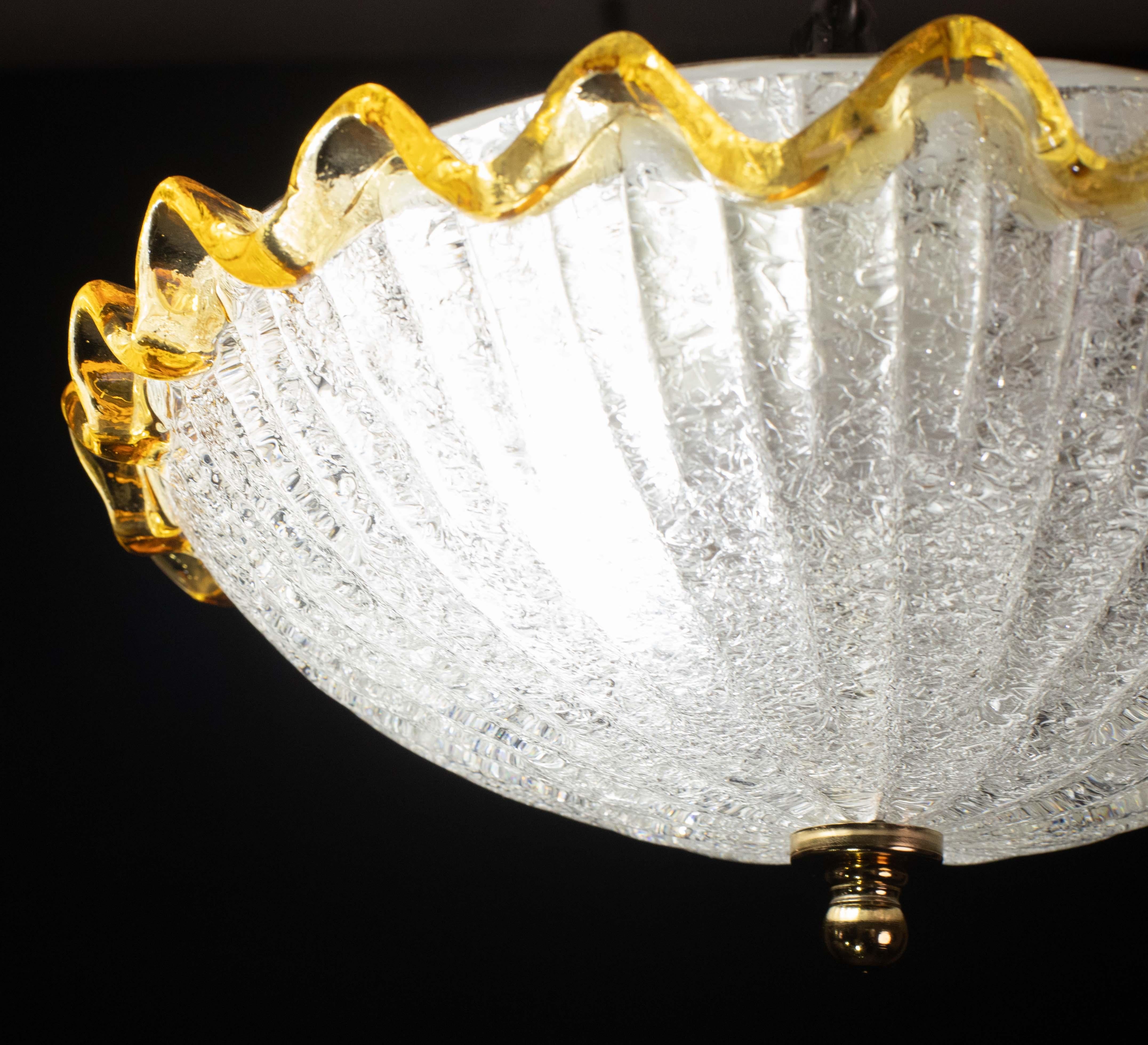 Set of 2 Charming Italian Yellow Murano Glass Ceiling Fixture, Murano, 1970 im Angebot 3