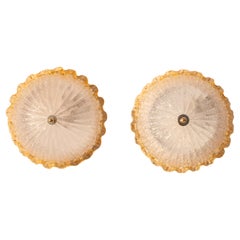 Set of 2 Charming Italian Yellow Murano Glass Ceiling Fixture, Murano, 1970
