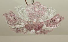 Lot de 2 charmants plafonniers Vintage en verre de Murano rose