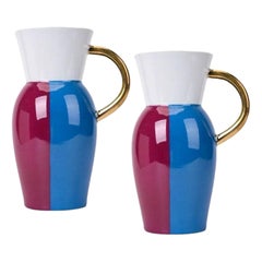 Juego de 2 jarrones cereza y azul by WL Ceramics