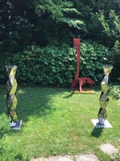 Set Of 2 Chess Sculptures in Mirror-Polished Stainless Steel by Julian Mayor