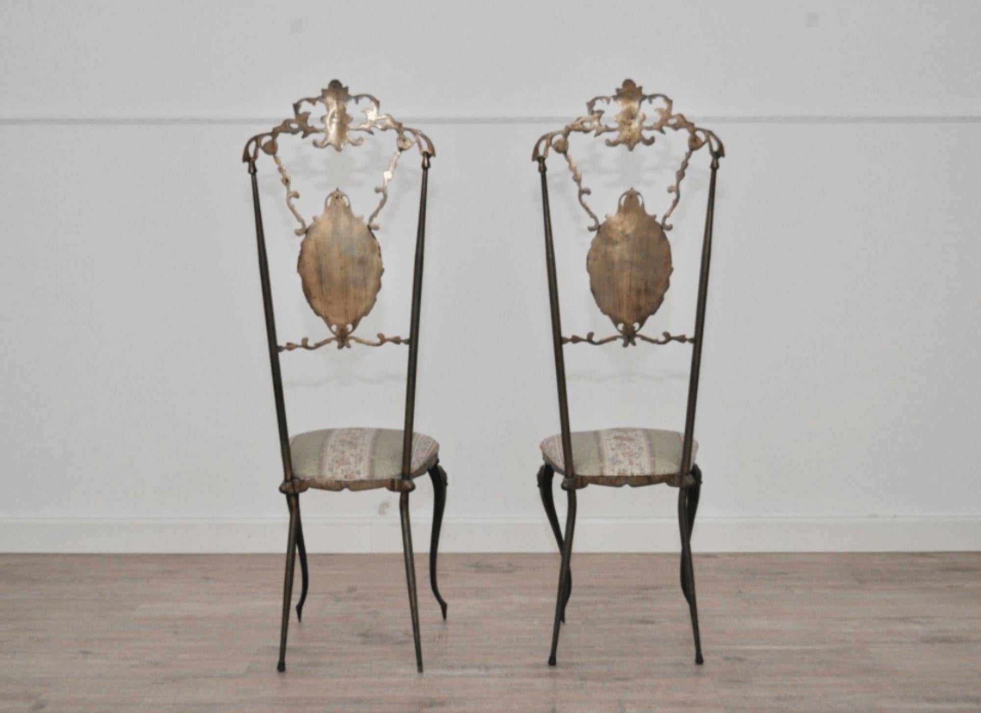 Mid-20th Century Ensemble de 2 chaises en laiton Hollywood Regency, années 1930 en vente