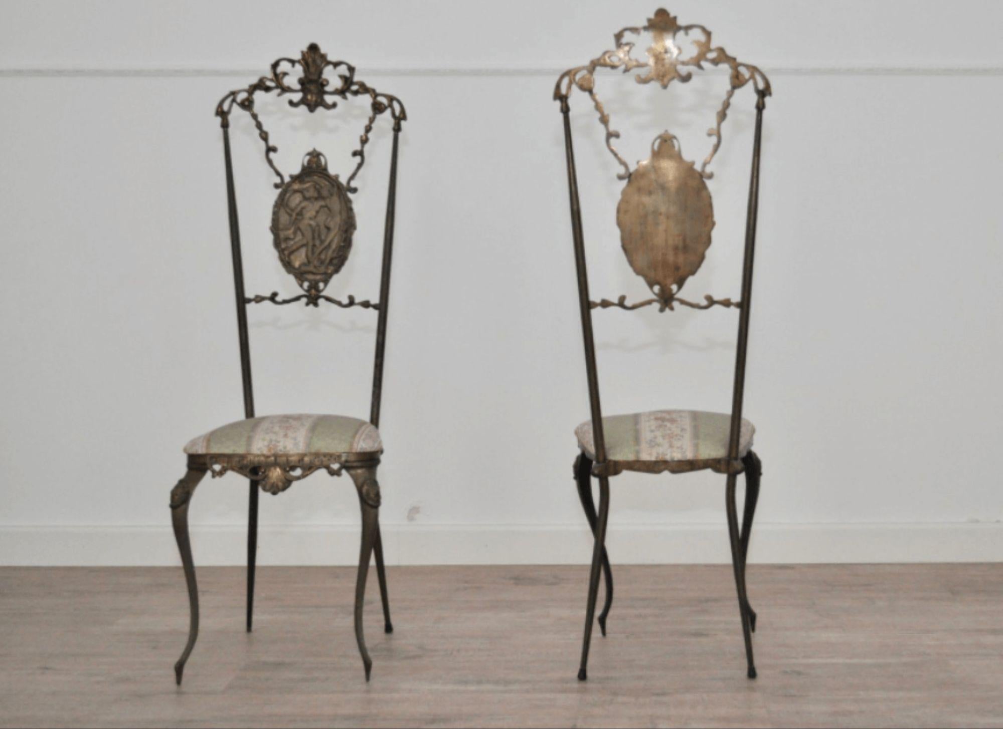 Ensemble de 2 chaises en laiton Hollywood Regency, années 1930 en vente 2