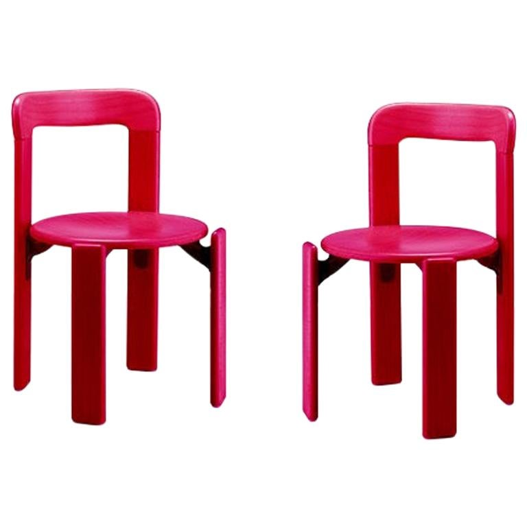 Set of 2 Children Chairs in Wood, Mid-Century Modern, Design 1971, in Pink
