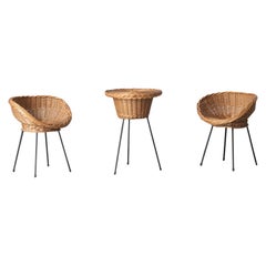 Set of 2 children's chairs in Rattan, designed and produced in the 1960’s