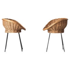 Set of 2 children's chairs in Rattan, designed and produced in the 1960’s