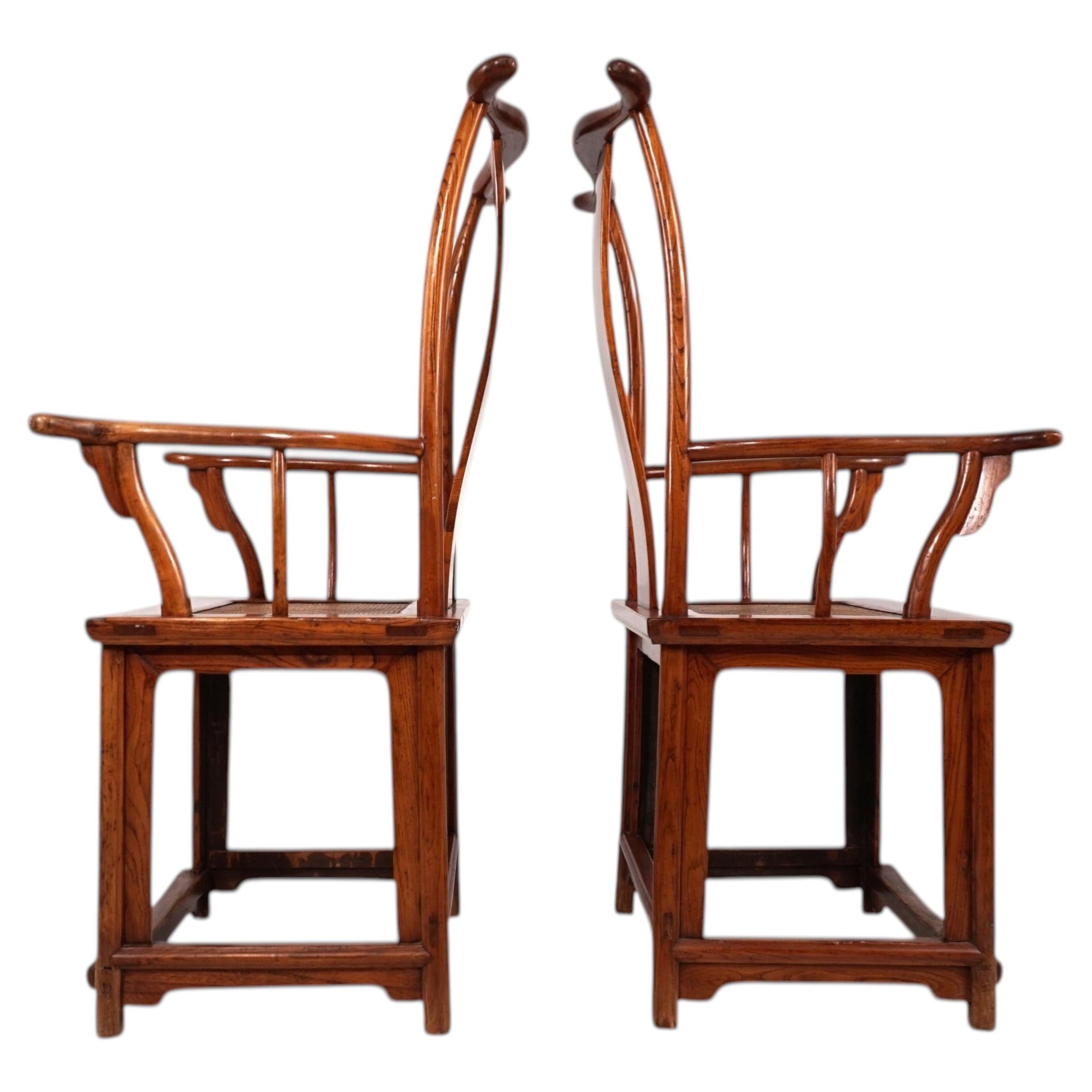 Set of 2 Chinese high-backed armchairs in the style of the Ming Dynasty, 1920