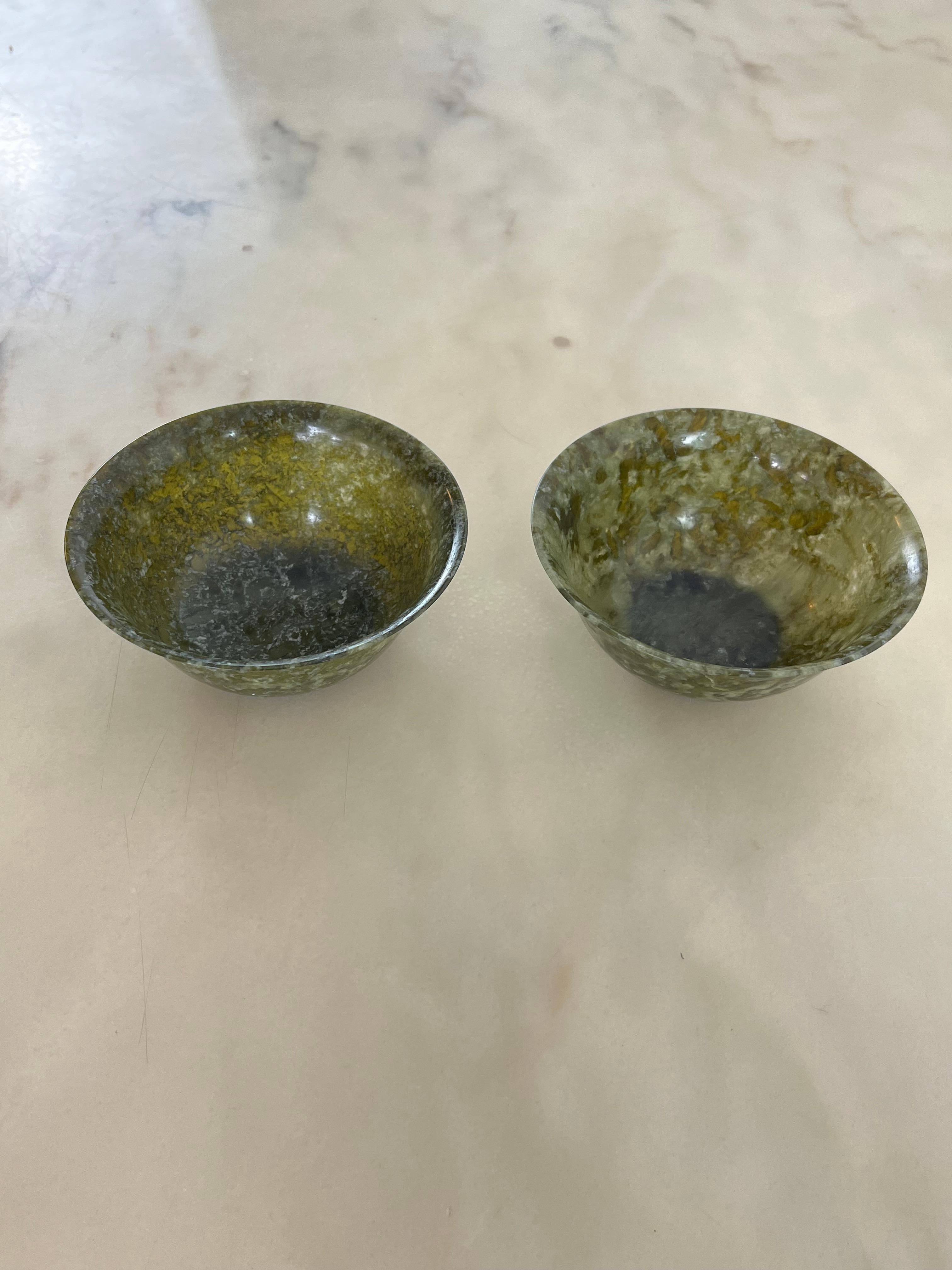 Set of 2 Chinese Jade Bowls, 1930s For Sale 8