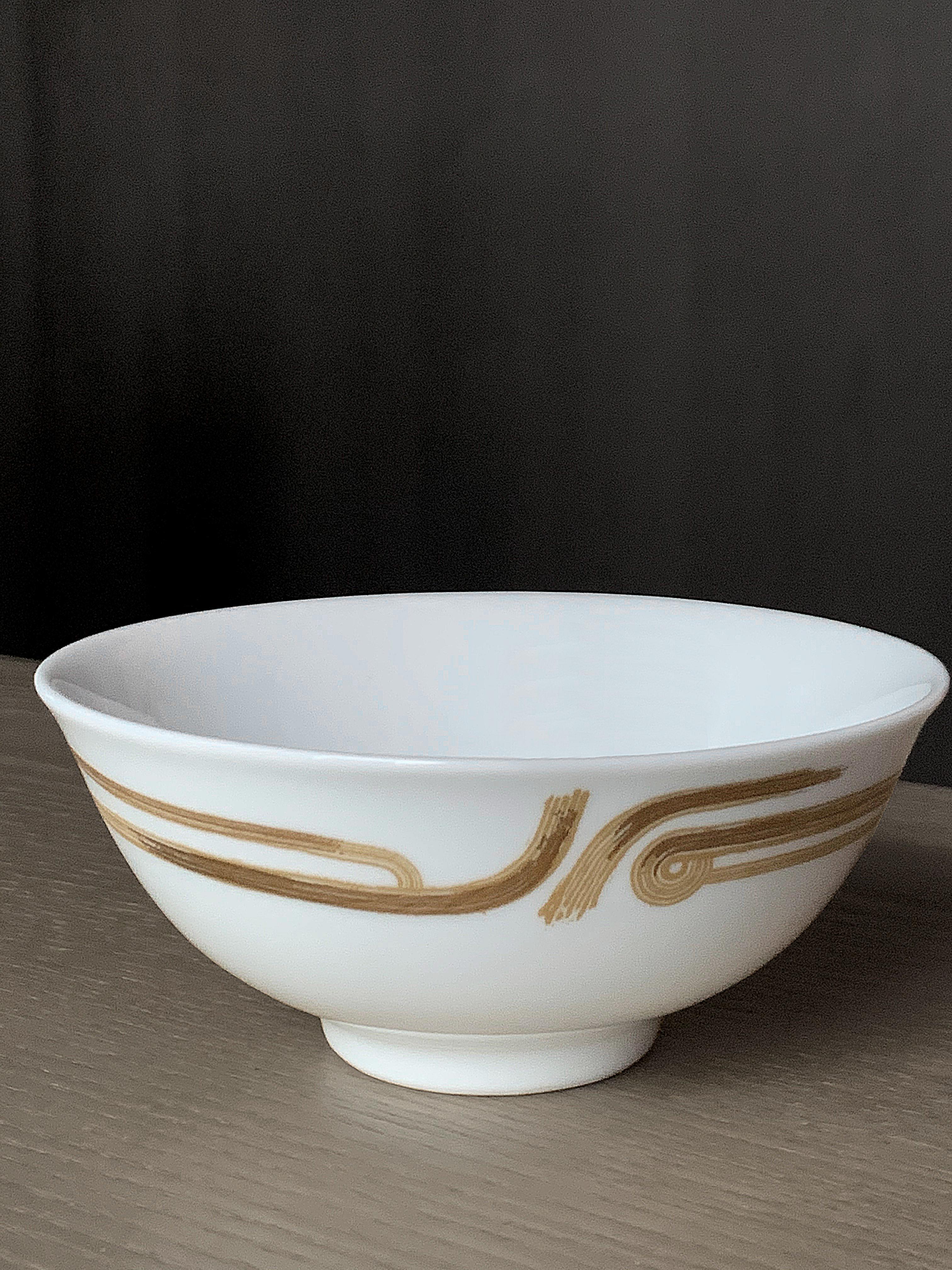 Contemporary Set of 2 Chinese Rice Bowl Art Déco Garden André Fu Living Tableware New For Sale