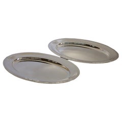 Set of 2 Christofle Arcantia Silver-Plated Oval Platters