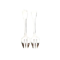 Set of 2 Christofle Silver Plate Cluny Oyster Forks