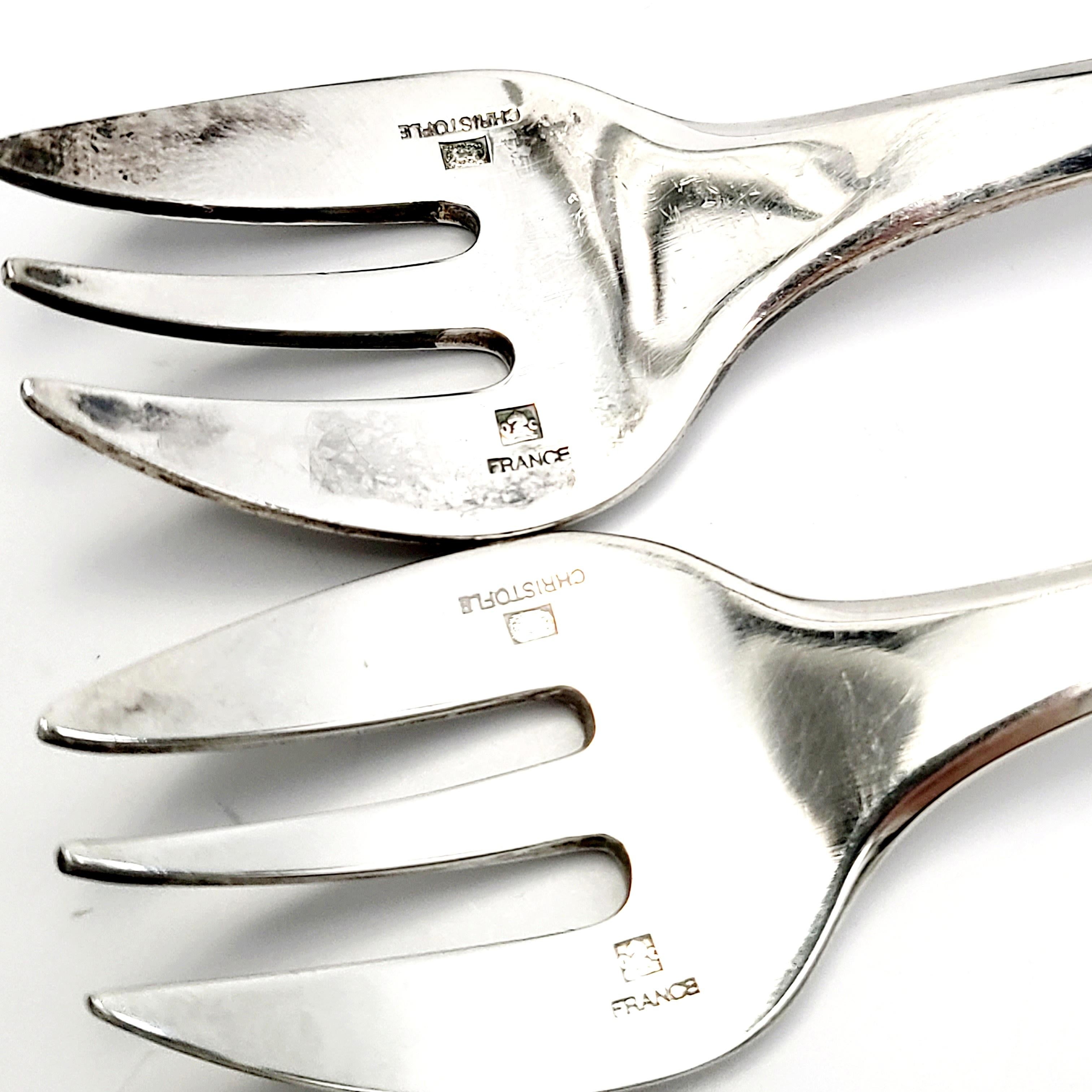 Plated Set of 2 Christofle Silver Plate Cluny Oyster Forks