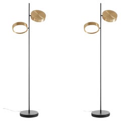 2er-Set Christophe Pillet Stehlampe Berlin 323 Eloxiertes Messing von Oluce