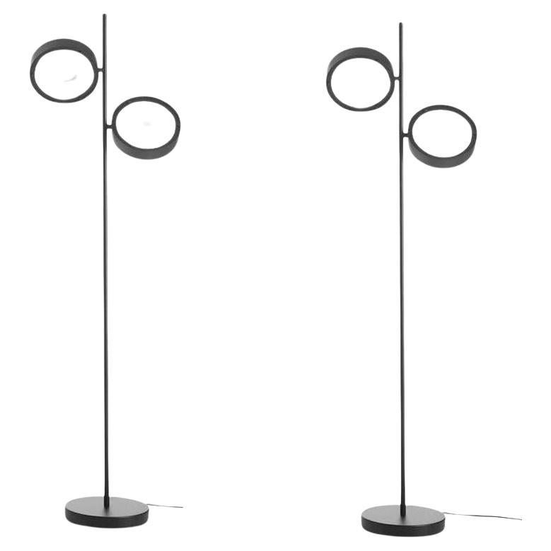 Set of 2 Christophe Pillet Floor Lamp Berlin 323 Black Matt by Oluce For Sale