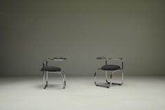 Set of 2 chrome side chairs, 1970s Italy.
