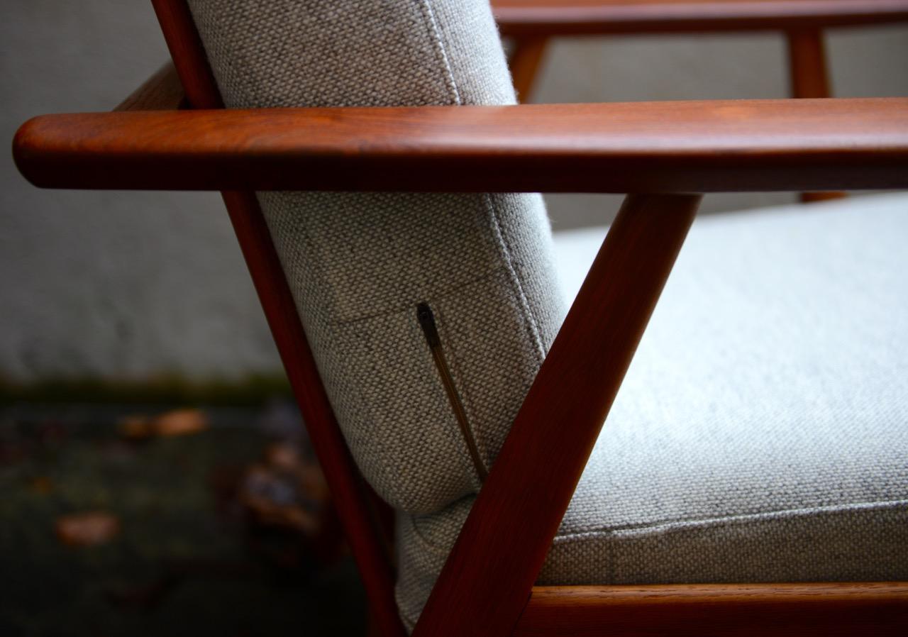Scandinavian Modern Set of 2 Cigar Chairs GE240 Oak/Teak/Fabric by Hans J. Wegner for GETAMA Denmark
