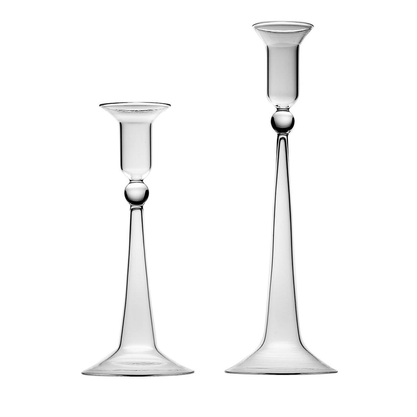 Set of 2 Classic Candle Holders in Venetian Glass For Sale 1
