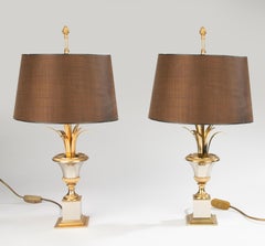Set of 2 Classic Table Lamps - Boulanger - Gilt Brass - 20th Century