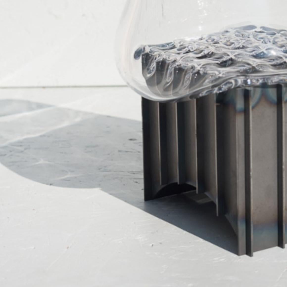 Post-Modern Set Of 2 Clear Grid Table Vase by Studio Thier & van Daalen