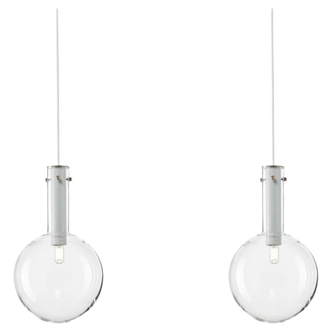 Set Of 2 Clear Sphaerae Pendant Lights by Dechem Studio