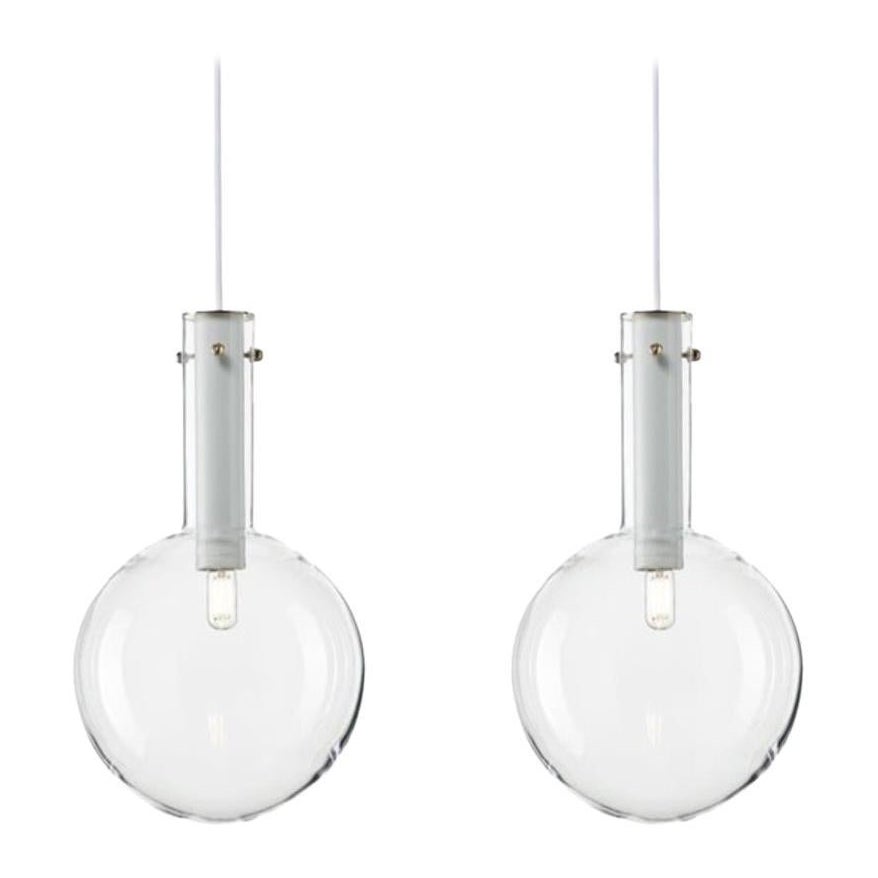 Ensemble de 2 lampes à suspension Sphaerae transparentes par Dechem Studio