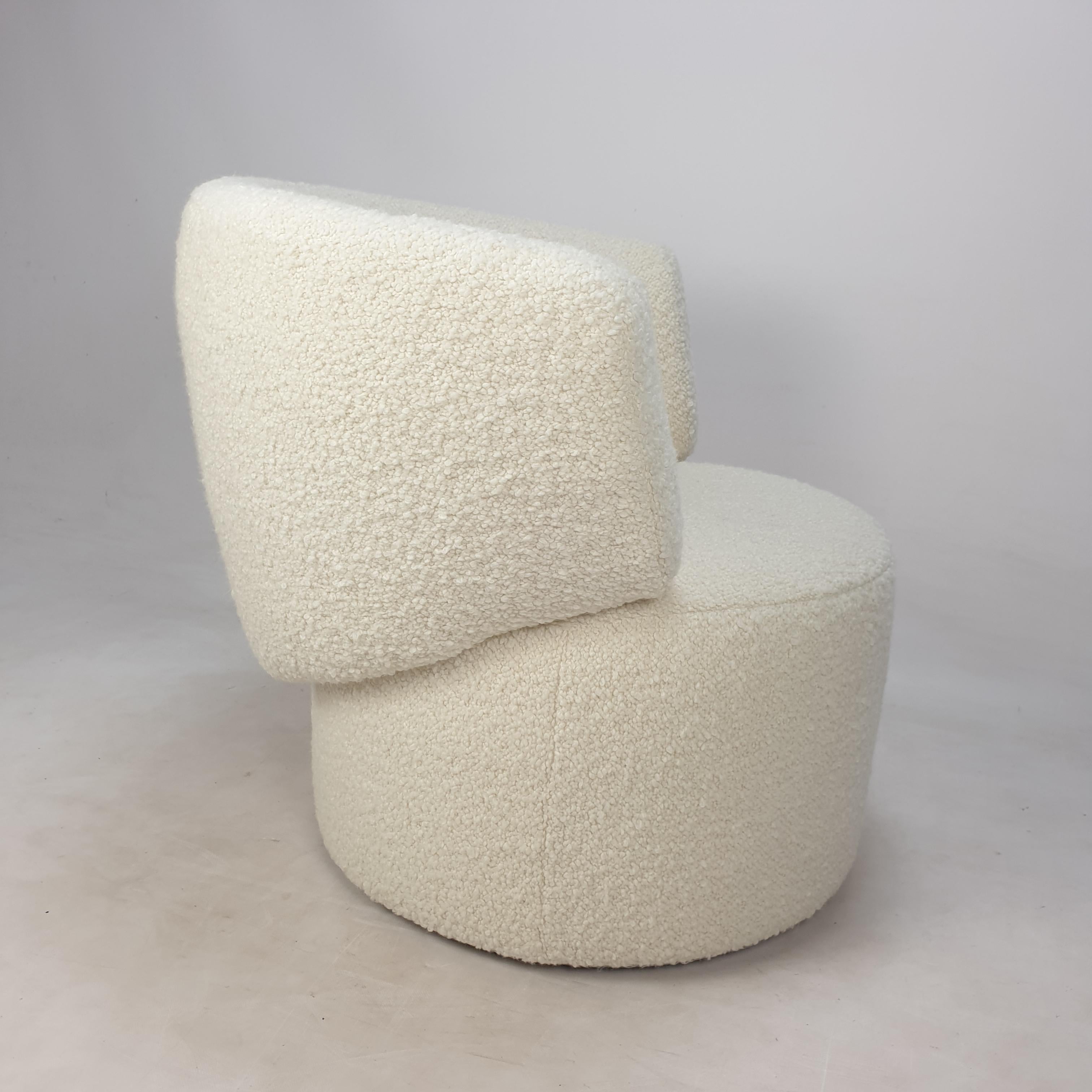 Bouclé Set of 2 Club Chairs and 1 Pouf by Rolf Benz