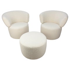 Set of 2 Club Chairs and 1 Pouf by Rolf Benz