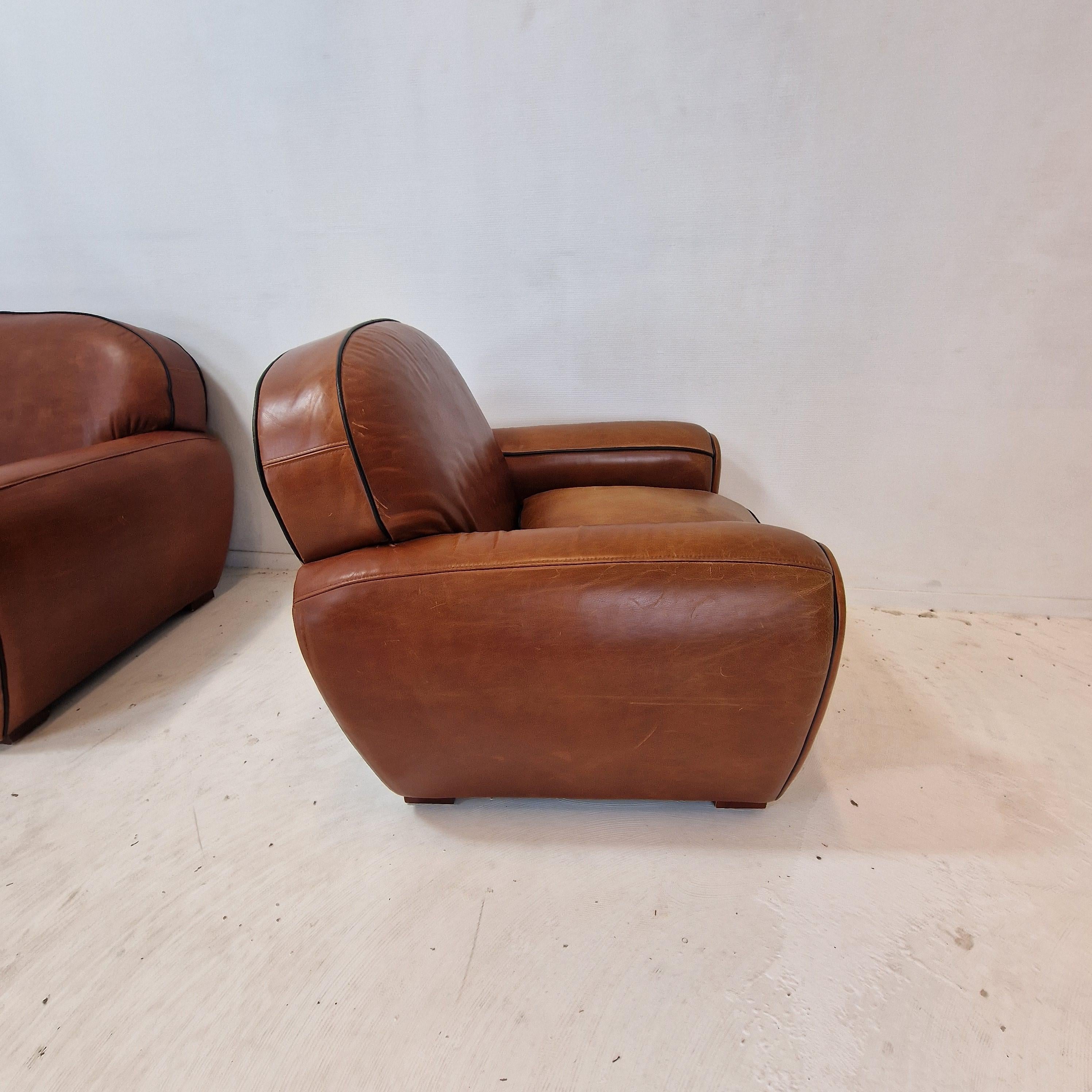 Set di 2 poltrone e 1 divano in pelle di Jan Frantzen, Paesi Bassi in vendita 6