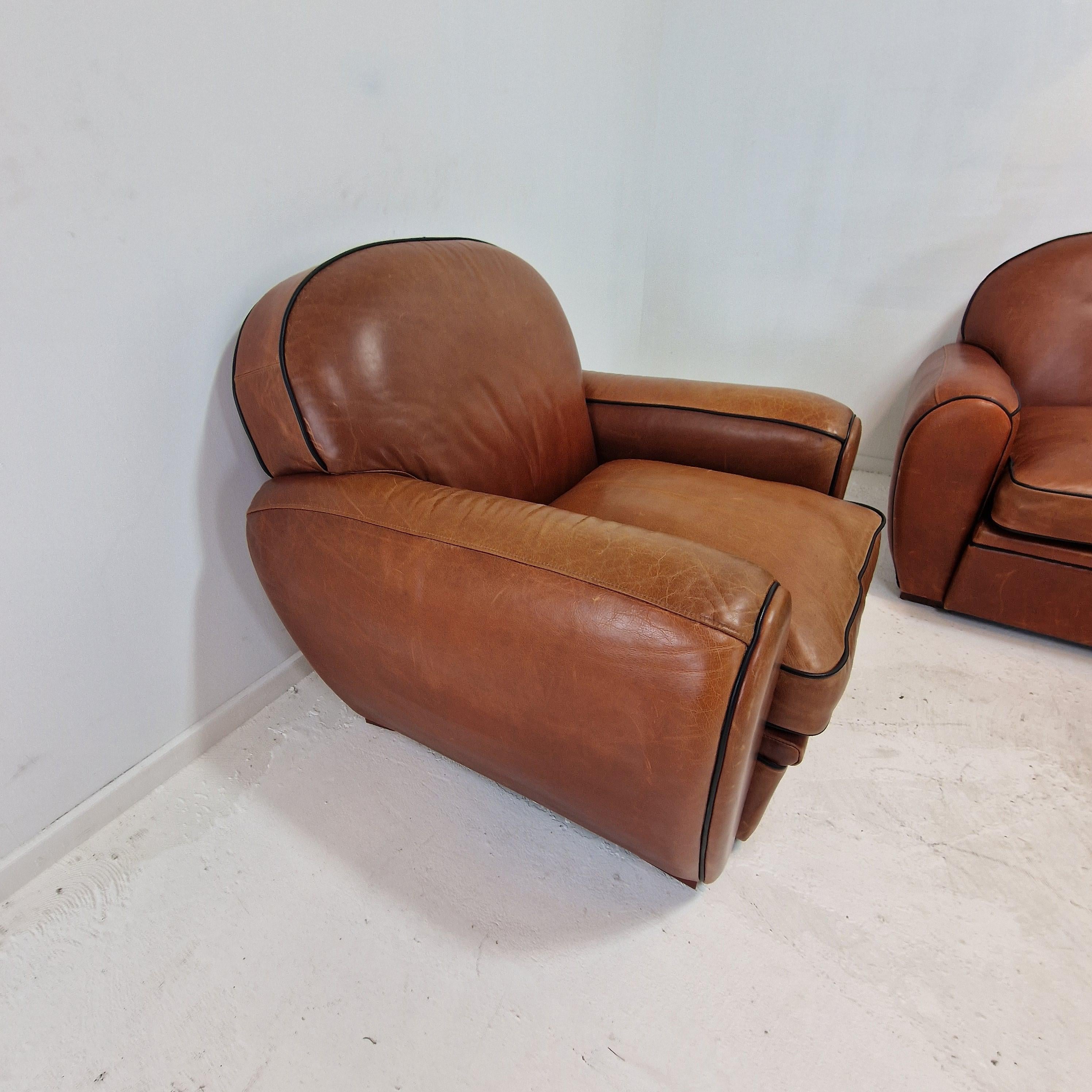 Set di 2 poltrone e 1 divano in pelle di Jan Frantzen, Paesi Bassi in vendita 1